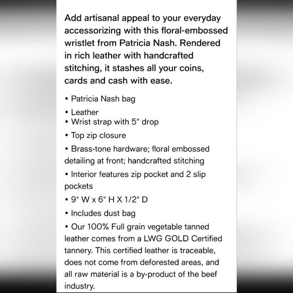 Patricia Nash Signature Print Cassini Wristlet- Tan - Picture 6 of 6